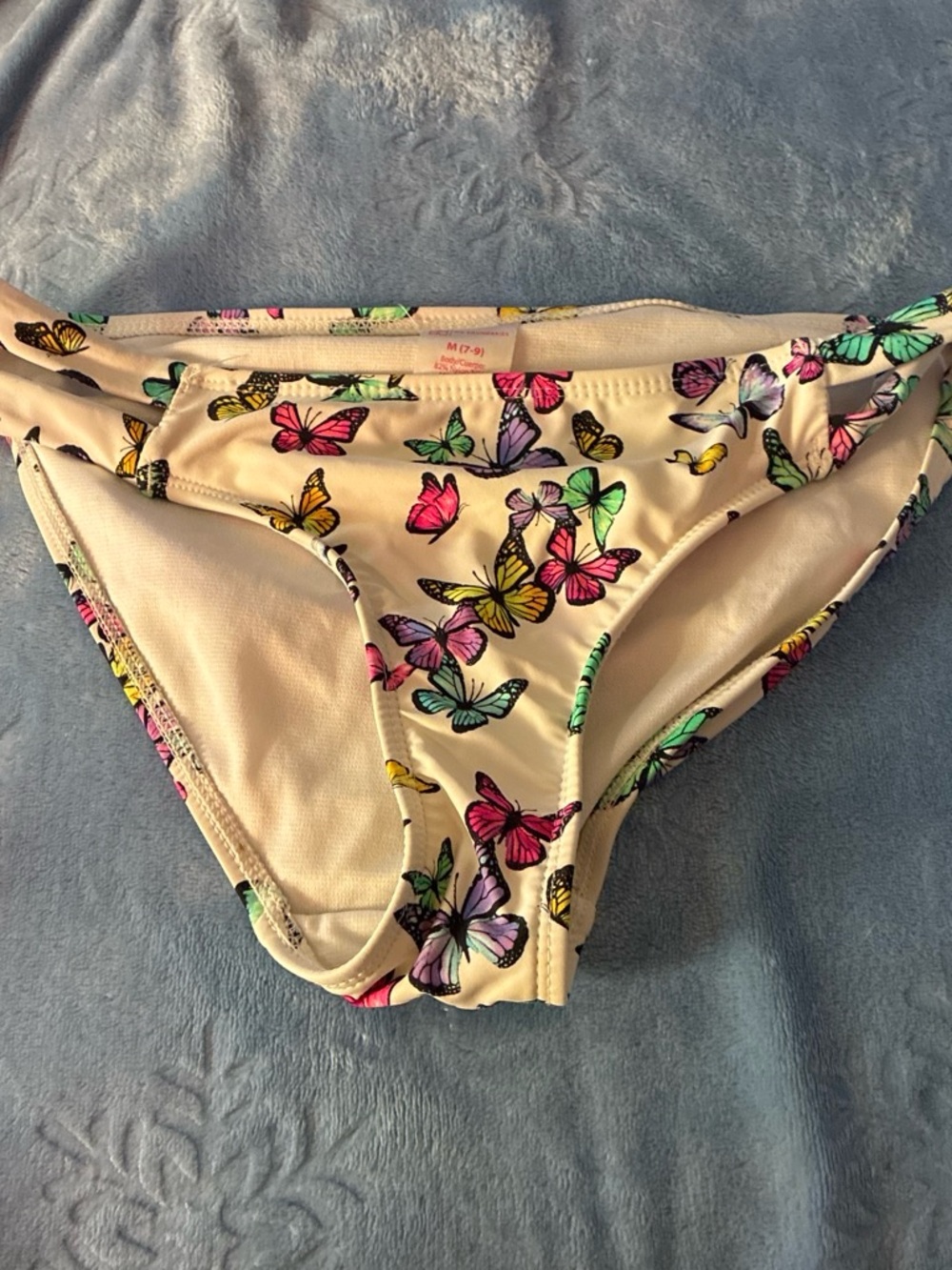 Women’s Butterfly Print Swim Bottoms - Cream with Multicolor Butterflies